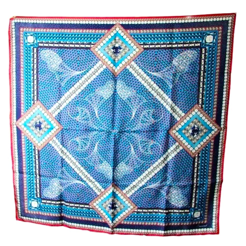 Baccarat Boutique Louxor Blue Silk Twill Scarf.  Brand New in Box
